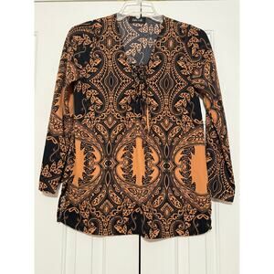 Fab'rik Black and Brown Printed Tunic, Size S